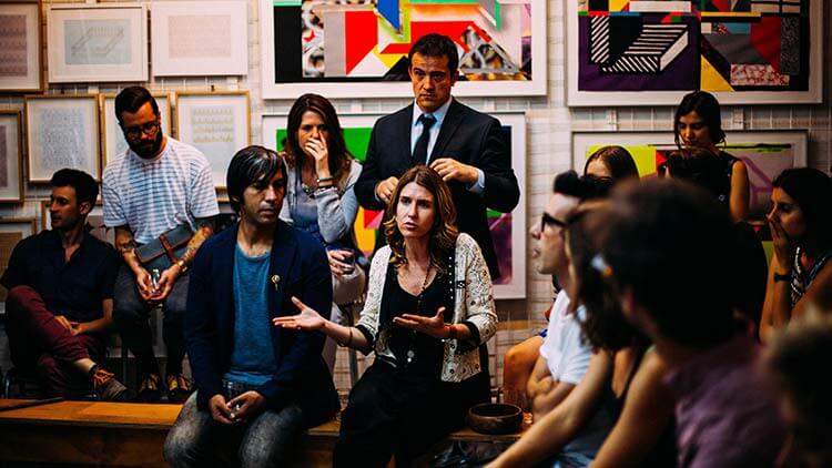 A group of adults having a discussion